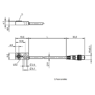 DPI Rect. PNP NO P1,5mm noyé 16x8x4,7mm Plast. M05 4P+C0.2m-Lire la description