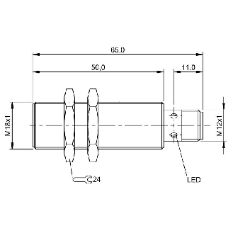 DPI M18 PNP NO P8mm noyé lg65(50)mm Inox 10-30Vdc / M12 4P-Lire la description