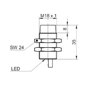 DPI M18 PNP NF P15mm non noyé lg37(27)mm Laiton 6-36Vdc / Câble 2m-Lire la description