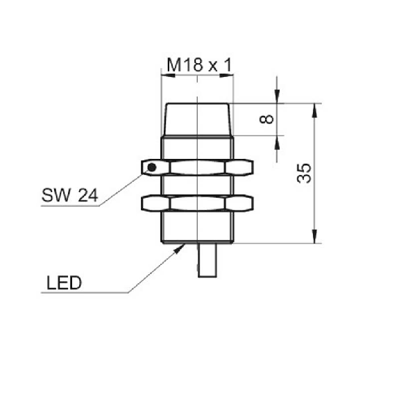 DPI M18 PNP NF P15mm non noyé lg37(27)mm Laiton 6-36Vdc / Câble 2m-Lire la description