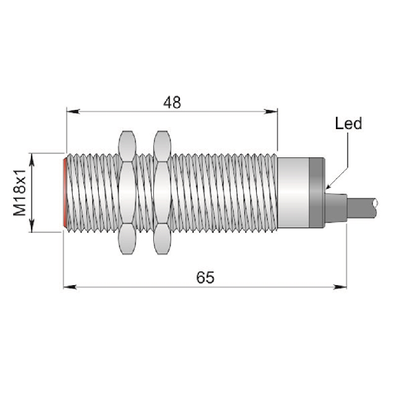 DPI M18 PNP NO P5mm noyé 70mm Laiton 10-30Vdc / Câble 2m PVC-Lire la description