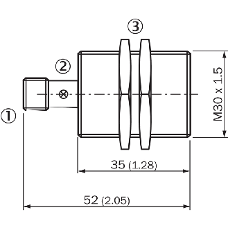 DPI M30 PNP NO P15mm noyé 52(35)mm Laiton 10-30Vdc / M12 4P-Lire la description