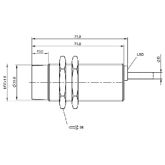 DPI M30 PNP NO P30mm non noyé lg76,5(60.5)mm Laiton / Câble 2m PVC-Lire la description