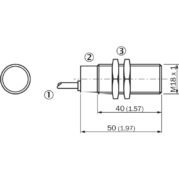 DPI M18 PNP NO P8mm noyé 50(40)mm Laiton 10-30Vdc / Câble 2m PVC-Lire la description