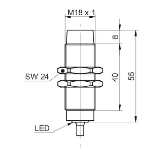 DPI M18 NPN NF P12mm non noyé lg55(40)mm Inox OD / Câble 2m PUR-Lire la description