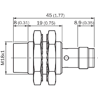 DPI M18 NPN NO P12mm non noyé IO-Link 45(19)mm Inox V2A +100°C M12 4P-Lire la description