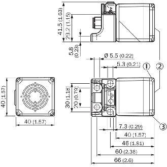 DPI Rect. PNP NF P40mm non noyé 40x40x86mm Plast. / M12 4P-Lire la description