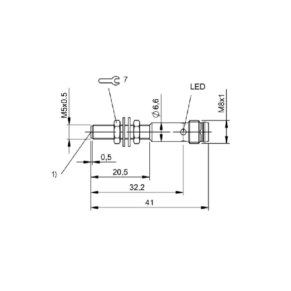 DPI M05 NPN NO P1,5mm noyé lg41(20,5)mm Inox 10-30Vdc / M08 3P-Lire la description