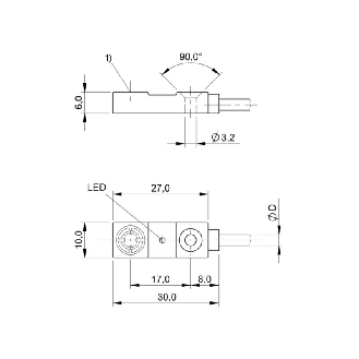 DPI Rect. PNP NF P3mm noyé 10x30x6mm 10-30Vdc / Câble 5m TPU-Lire la description
