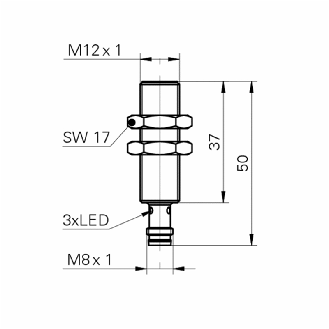 DPI M12 PNP NF P4mm noyé lg(37)50mm Laiton 10-30Vdc / M08 3P-Lire la description