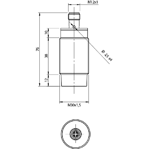 DPI M30 2 fils DC NO P20mm non noyé M12 4P-Lire la description