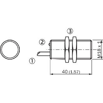 DPI M18 PNP NO P5mm noyé lg40mm Laiton 10-30Vdc / Câble 2m PUR/PVC-Lire la description
