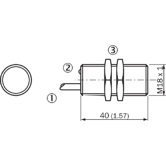 DPI M18 PNP NO P5mm noyé lg40mm Laiton 10-30Vdc / Câble 2m PUR/PVC-Lire la description