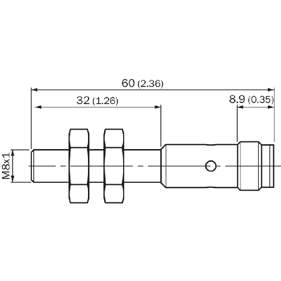 DPI M08 PNP NF P2mm noyé 60(32)mm Inox V2A / M12 4P-Lire la description