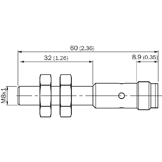 DPI M08 PNP NF P2mm noyé 60(32)mm Inox V2A / M12 4P-Lire la description