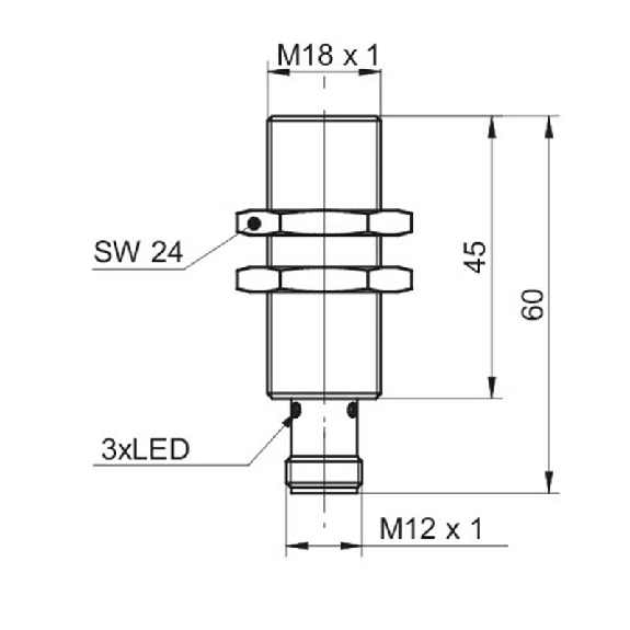 DPI M18 ANA 4-20mA P2,75-3mm noyé lg60(45)mm 8-30Vdc / M12 4P-Lire la description