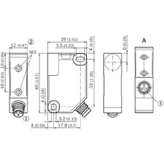 DPI Rect. PNP NF P4mm noyé 12x40x26mm Plast. 10-30Vdc / M08 3P-Lire la description
