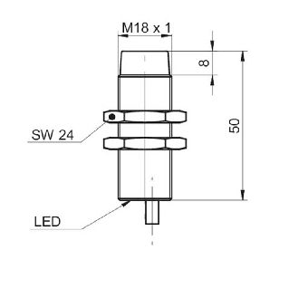 DPI M18 NPN NO P15mm non noyé lg50(42)mm Laiton 6-36Vdc / Câble 2m-Lire la description