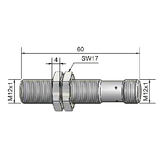 DPI M12 PNP NO P4mm noyé 60mm Laiton 10-30Vdc / M12 4P-Lire la description