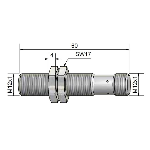 DPI M12 PNP NO P4mm noyé 60mm Laiton 10-30Vdc / M12 4P-Lire la description