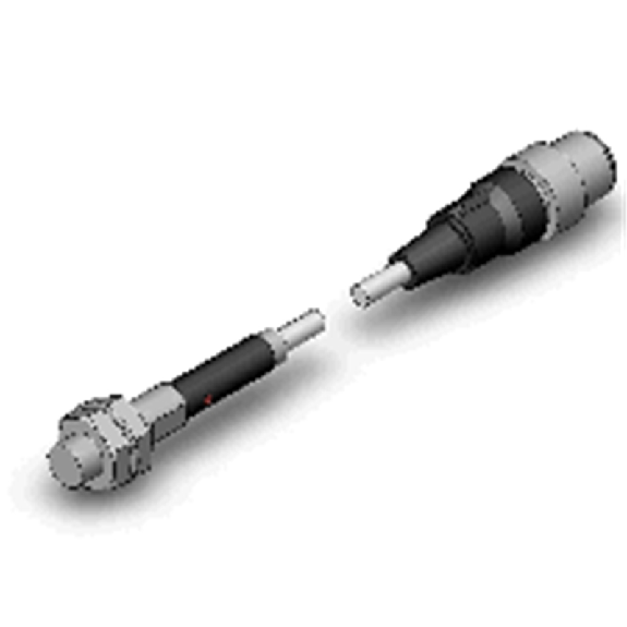 DPI M08 2 fils DC NO P2mm noyé lg49(25)mm Tout-inox / M12 4P+C0.3m-Lire la description