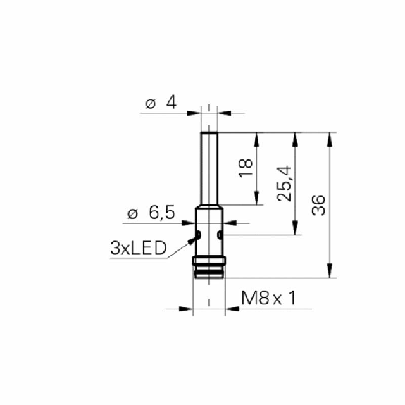 DPI D04 PNP NF P0,8mm noyé lg36mm 10-30Vdc / M08 3P-Lire la description