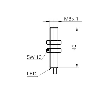 DPI M08 NPN NF P2mm noyé lg40mm Métal 5-36Vdc Facteur 1 / Câble 2m-Lire la description