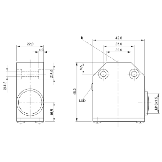 DPI Rect. PNP NF P5mm noyé 42x48x22mm / Bornes à vis-Lire la description