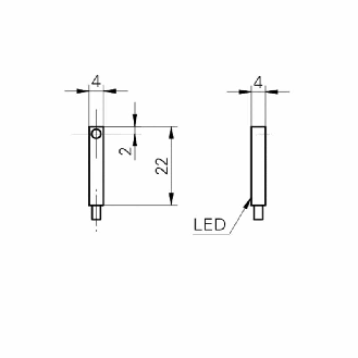 DPI Rect. PNP NO P0,8mm noyé 4x4x22mm Métal 10-30Vdc / Câble 2m-Lire la description