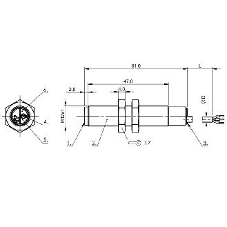DPC M12 PNP NO P4mm noyé 61(47)mm / Câble 2m PUR-Lire la description