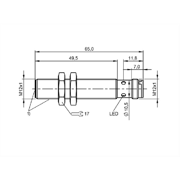 DPI HP M12 PNP NO P4mm noyé lg65(49,5)mm Tout-inox 60bar / M12 4P-Lire la description
