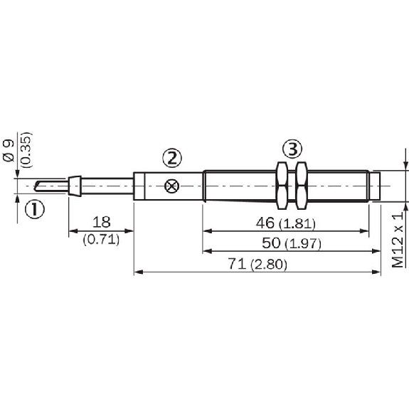 DPI M12 2 fils AC NF P4mm non noyé Laiton 20-250V / Câble 2m PUR-PVC-Lire la description