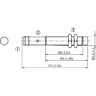 DPI M12 NPN NO P8mm non noyé lg65(38)mm Laiton 10-30Vdc / M12 4P-Lire la description