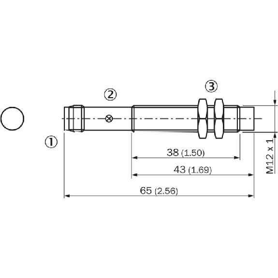 DPI M12 NPN NO P8mm non noyé lg65(38)mm Laiton 10-30Vdc / M12 4P-Lire la description