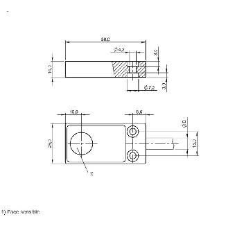 DPI HT Rect. PNP NO 50x25x10mm Alu +100°C Câble 3m-Lire la description