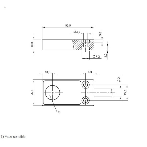 DPI HT Rect. PNP NO 50x25x10mm Alu +100°C Câble 3m DPI HT Rect. PNP NO 50x25x10mm Alu +100°C Câble 3m-Lire la description