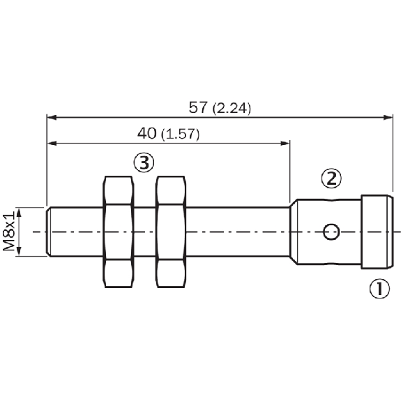 DPI M08 PNP NO P2mm noyé Fact 1 57(40)mm Inox PTFE / M12 4P-Lire la description