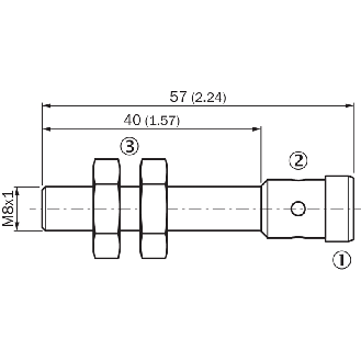 DPI M08 PNP NO P2mm noyé Fact 1 57(40)mm Inox PTFE / M12 4P-Lire la description