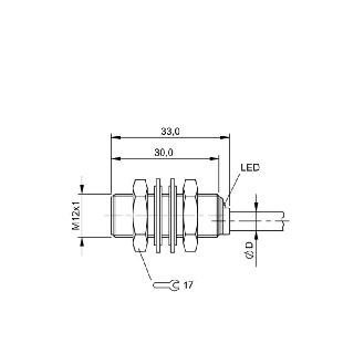 DPI M12 PNP NF P4mm noyé lg33mm Laiton / Câble 5m PUR-Lire la description