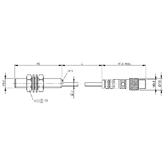 DPI M08 PNP NO P2mm noyé lg40mm Inox / M08 3P+C0.3m PUR-Lire la description