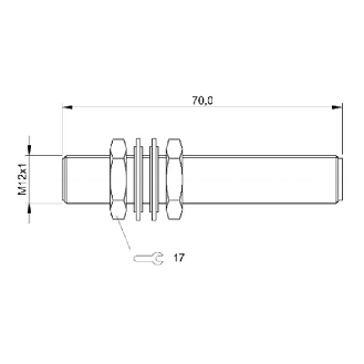 DPI M12 PNP NO P2mm noyé lg70mm Inox 10-30Vdc / M12 4P-Lire la description