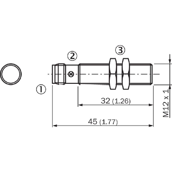 DPI M12 PNP NO P2mm noyé lg45(32)mm Laiton 10-30Vdc / M12 4P-Lire la description
