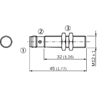 DPI M12 PNP NO P2mm noyé lg45(32)mm Laiton 10-30Vdc / M12 4P-Lire la description