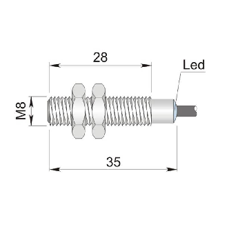 DPI M08 PNP NO P2mm noyé 35(28)mm Inox 6-30Vdc / Câble 2m PVC-Lire la description