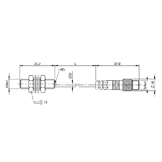 DPI M08 PNP NO P2mm noyé lg30mm Inox 10-30Vdc / M08 3P+C0.2m-Lire la description