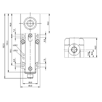 DPI Rect. PNP NO+NF P20mm noyé 40x40x120mm / M12 4P-Lire la description