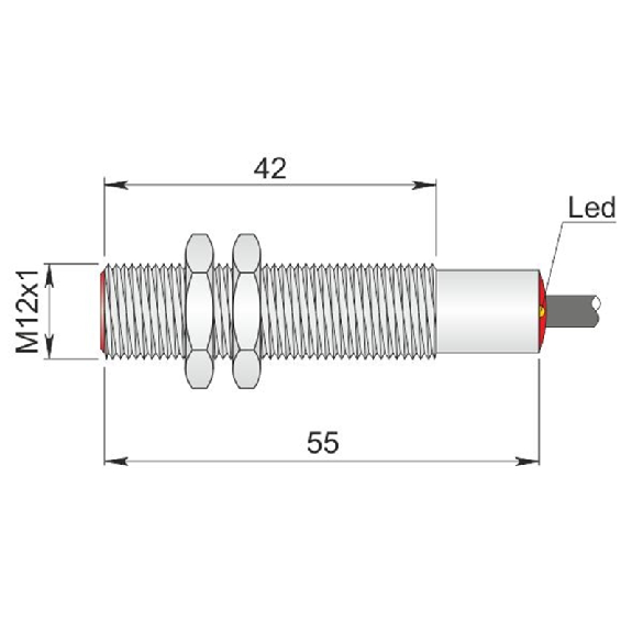 DPI Ex M12 NPN NF P2mm noyé lg55(42)mm 10-30Vdc / Câble 3m PVC-Lire la description