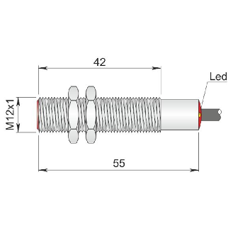 DPI Ex M12 NPN NF P2mm noyé lg55(42)mm 10-30Vdc / Câble 3m PVC-Lire la description