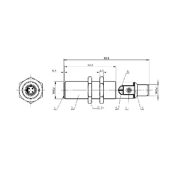 DPC M18 NPN NF P8mm noyé Pot. lg88,5(53)mm Inox / M12 4P-Lire la description