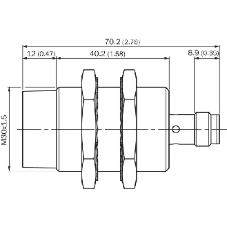 DPI M30 NPN NO P20mm non noyé IO-Link lg70(40)mm Inox V2A / M12A 4P-Lire la description